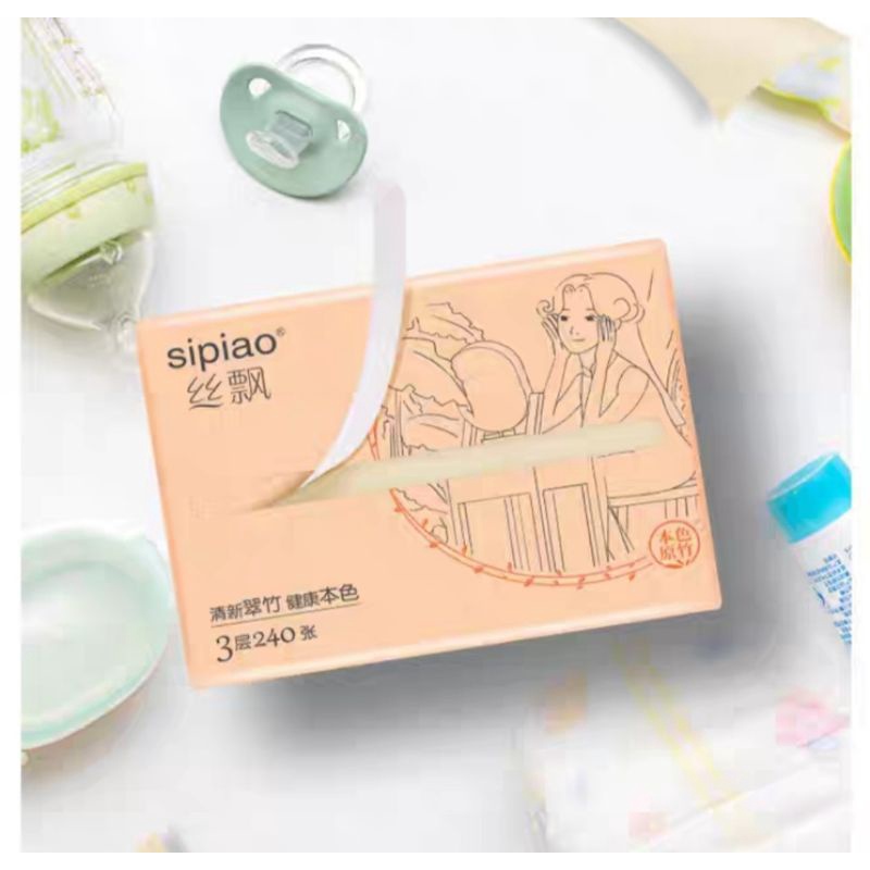[3LỚP 240 TỜ] GIẤY ĂN SIPIAO LỌAI I - BAO HỒNG CÔ GÁI