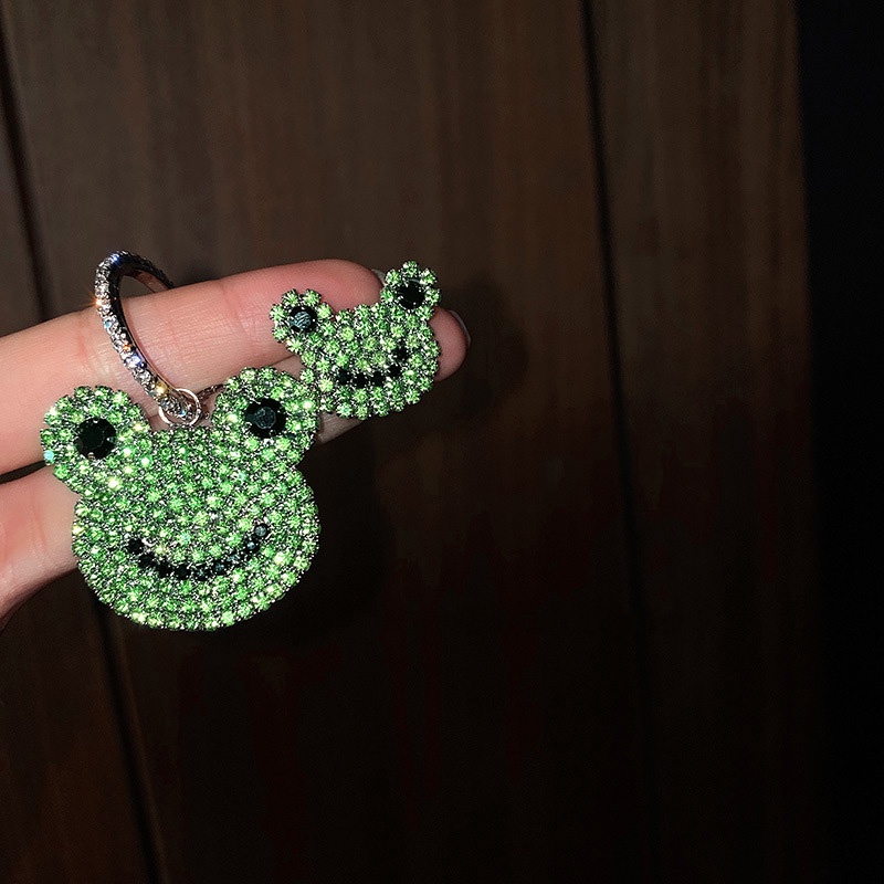 Bông Tai Mạ Bạc 925 Hình Con Ếch Đính Đá Phong Cách Retro Thời Trang