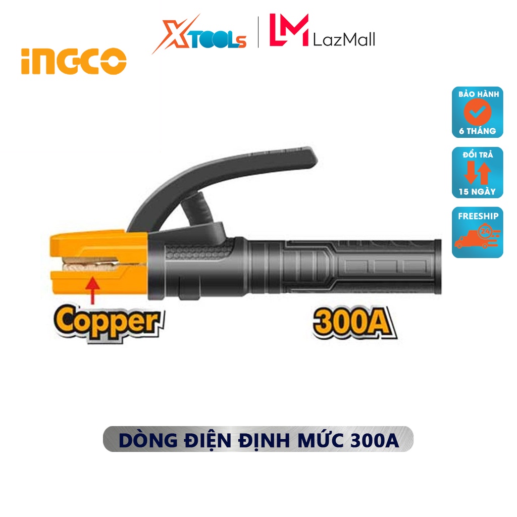 Kìm hàn INGCO WAH3008 | Kềm hàn điện Dòng điện định mức 300A, Phù hợp sử dụng cho máy hàn MMA của Total, Ingco, Thiết kế