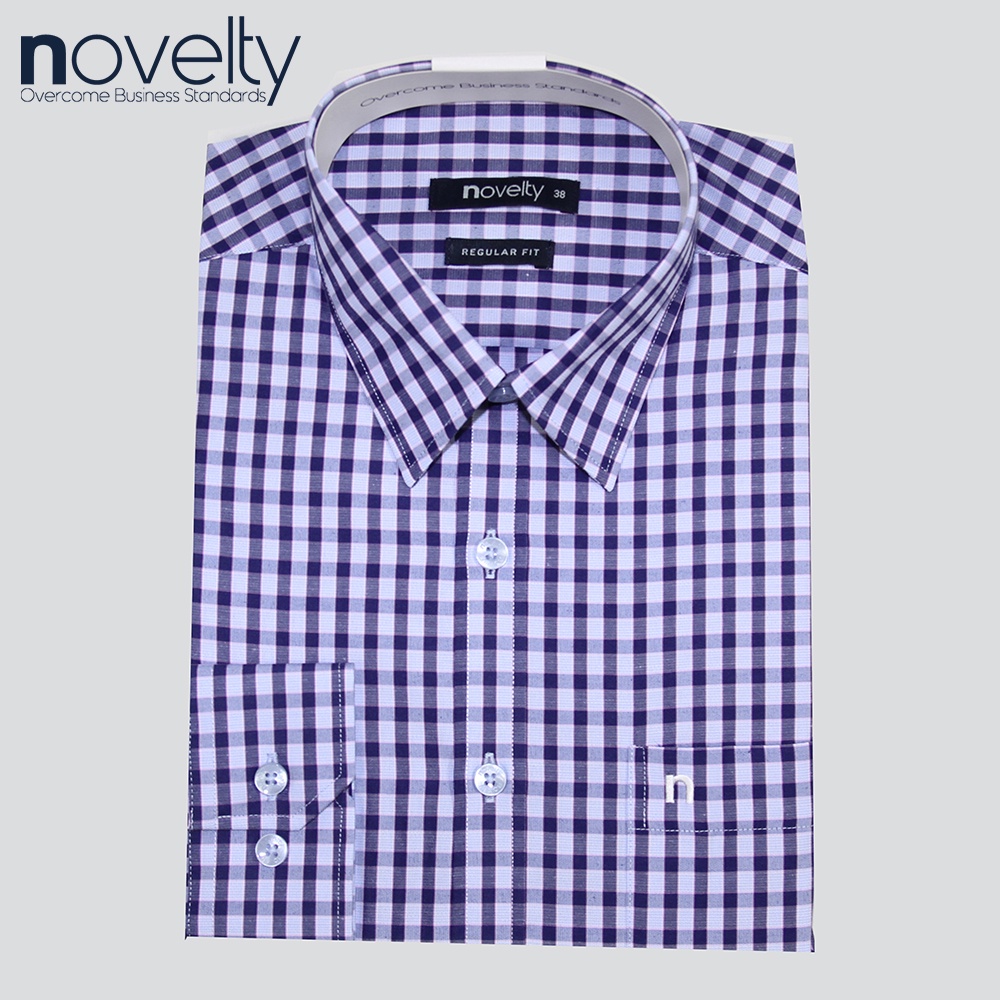 Áo Sơ Mi Nam Tay Dài Kẻ Sọc Caro dáng Regular fit Novelty 210201D