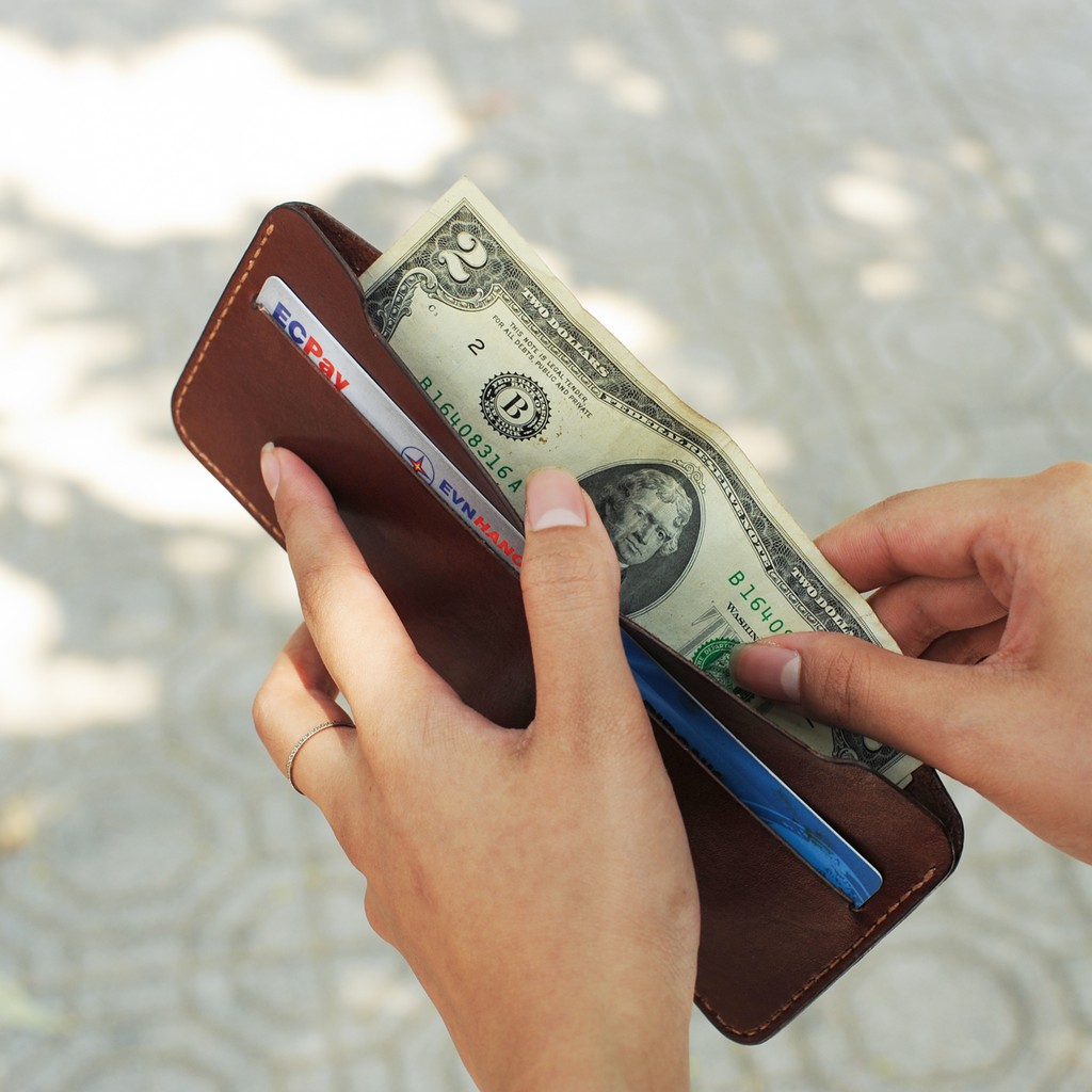 Ví da bò mini đơn giản - Da bò nhập khẩu đồ Da handmade VI249