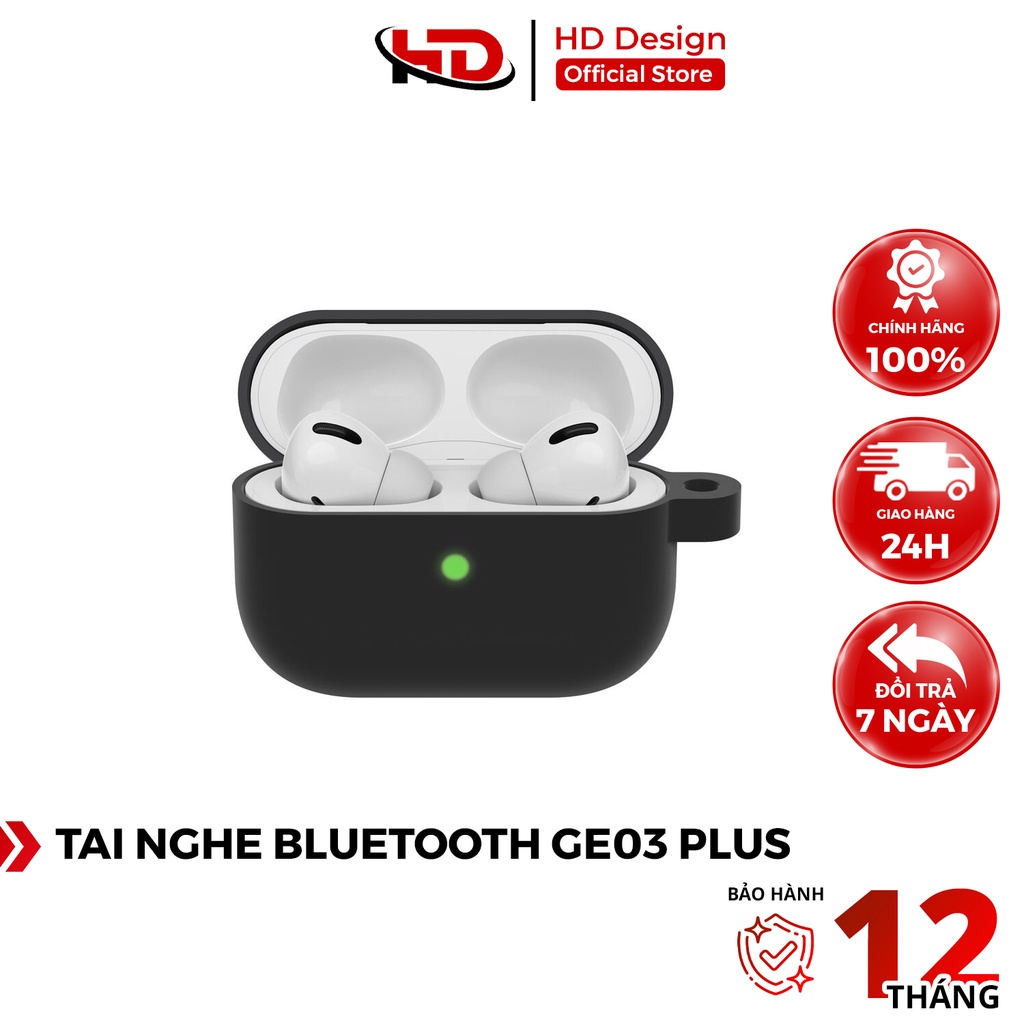 Tai Nghe Bluetooth Không Dây GE03 PLUS - Âm To - Mic Rõ - Pin Trâu - Kháng Nước - Chính Hãng HD DESIGN