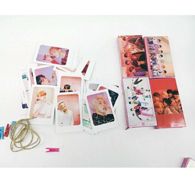 Hộp Lomo BTS kèm kẹp gỗ vỏ nhựa trong bộ ảnh hộp 30 ảnh thẻ hình nhóm nhạc idol Hàn quốc