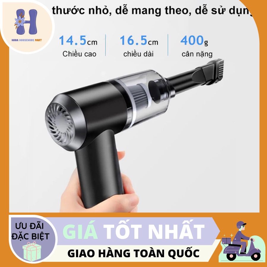Máy Hút Bụi Mini Cầm Tay Không Dây Sạc USB - Lực Hút Mạnh Dùng Cho Ô Tô, Giường Tủ (Có Bán Lẻ Lõi Lọc) [Chính Hãng]