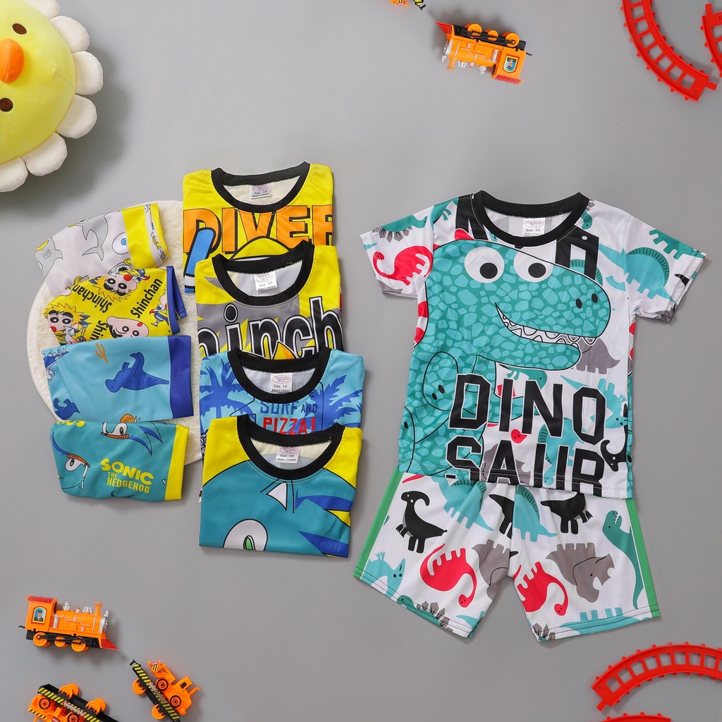 Đồ bộ bé trai in 3D vải thun hoạt hình hiệu MIMYKID cao cấp, quần áo trẻ em - LMSP-B03TH2
