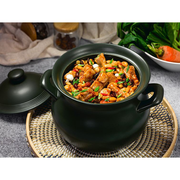 Nồi Hathor kho, hấp, luộc dưỡng sinh thân bầu 5.5L, 7.1L + nắp (Từ) Healthy Cook Xanh Rêu