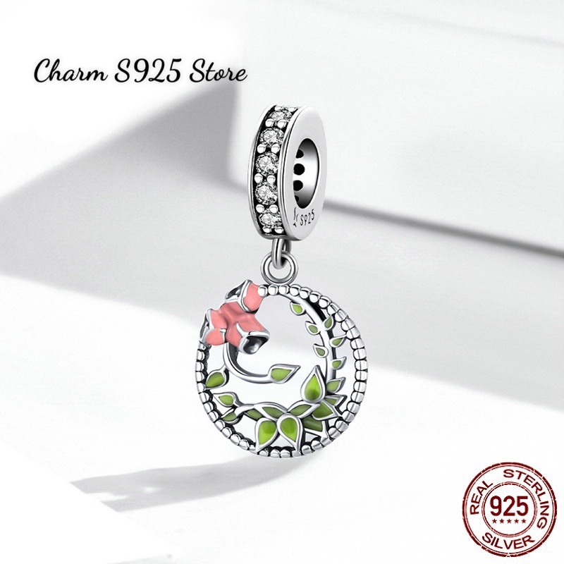 CHARM TREO HOA  HỒNG BẠC S925 HÀNG CAO CẤP CHÍNH HÃNG