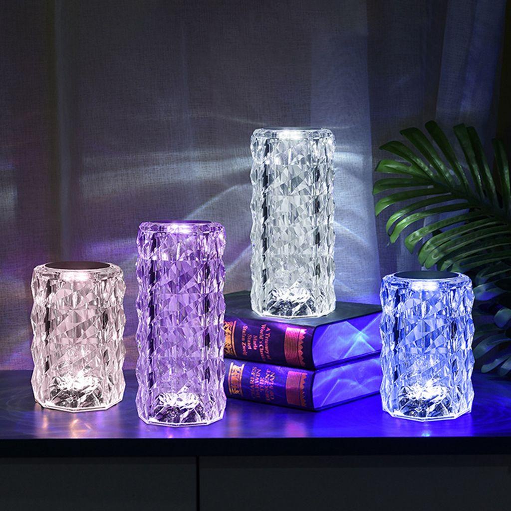 1 Đèn Chiếu Để Bàn NICKOLAS 3D 16 Màu Sạc USB Bằng Acrylic Họa Tiết Hoa Hồng Điều Khiển Cảm Ứng