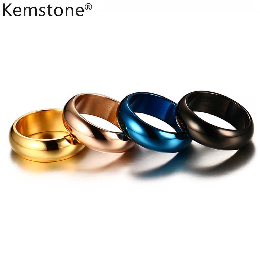 Kemstone Men Simple Style 7MM Glossy Titanium Steel Blue/Black/Silver/Gold/Rose Gold Finger Rings