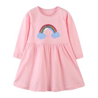 Váy đầm cho bé gái cầu vồng hồng xòe thêu đính cườm lấp lánh cực đẹp 2-7T - Misolkids by huong274
