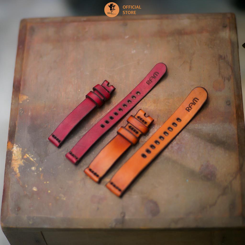 Dây đồng hồ da bò vegtan nhuộm thủ công màu vàng bò - RAM Leather Simple