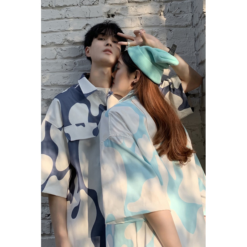 Áo Sơ Mi Tay Ngắn In Họa Tiết Phong Cách Hàn Quốc Thoải Mái Size M-2Xl 2 Màu Tùy Chọn | BigBuy360 - bigbuy360.vn