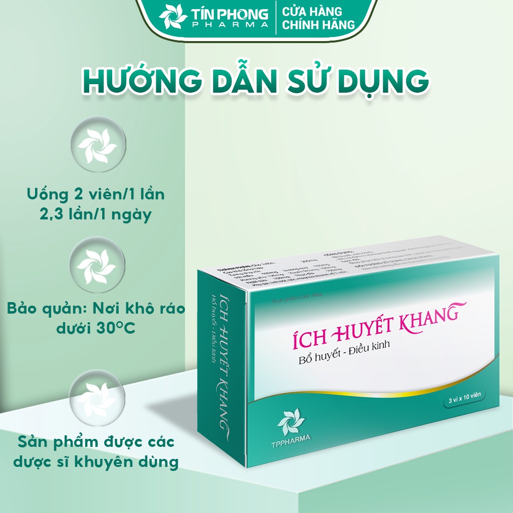 Viên Uống Giảm Rối Loạn Kinh Nguyệt Không Đều, Đau Bụng Ích Huyết Khang, Bổ Huyết Điều Kinh An Toàn Hộp 30 Viên TTP002