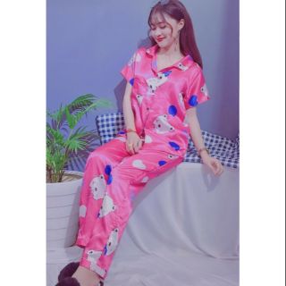 ĐỒ BỘ PHI BÓNG HOẠT HÌNH CUTE DỄ THƯƠNG CHẤT VẢI MỀM Mát TAY NGẮN QUẦN DÀI