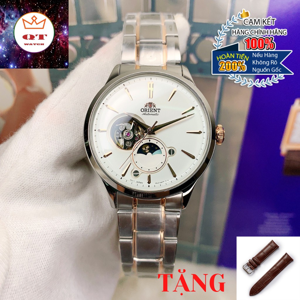 Đồng Hồ Nam Chính Hãng ORIENT SUN AND MOON BAMBINO RA-AS0101S10B  Tặng Dây Da Cao Cấp