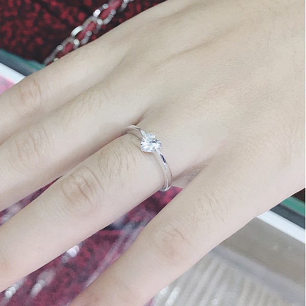 Nhẫn Bạc Nữ Đá Hình Trái Tim - Minh Canh Jewelry