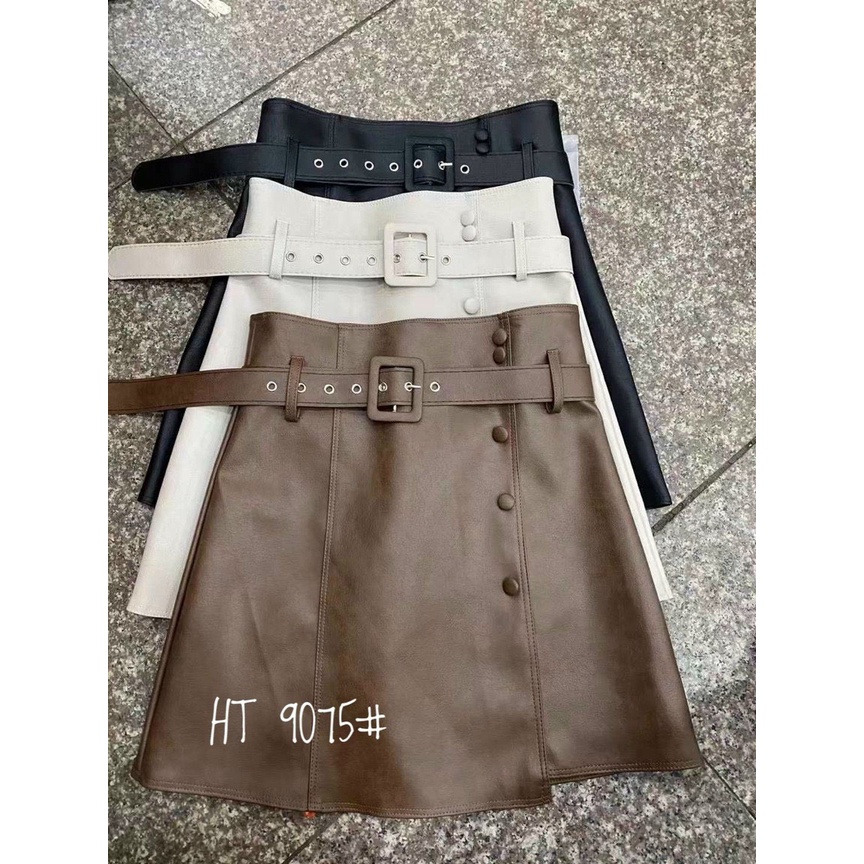 Chân váy da kèm đai hàng Quảng Châu chất đẹp mã 9075