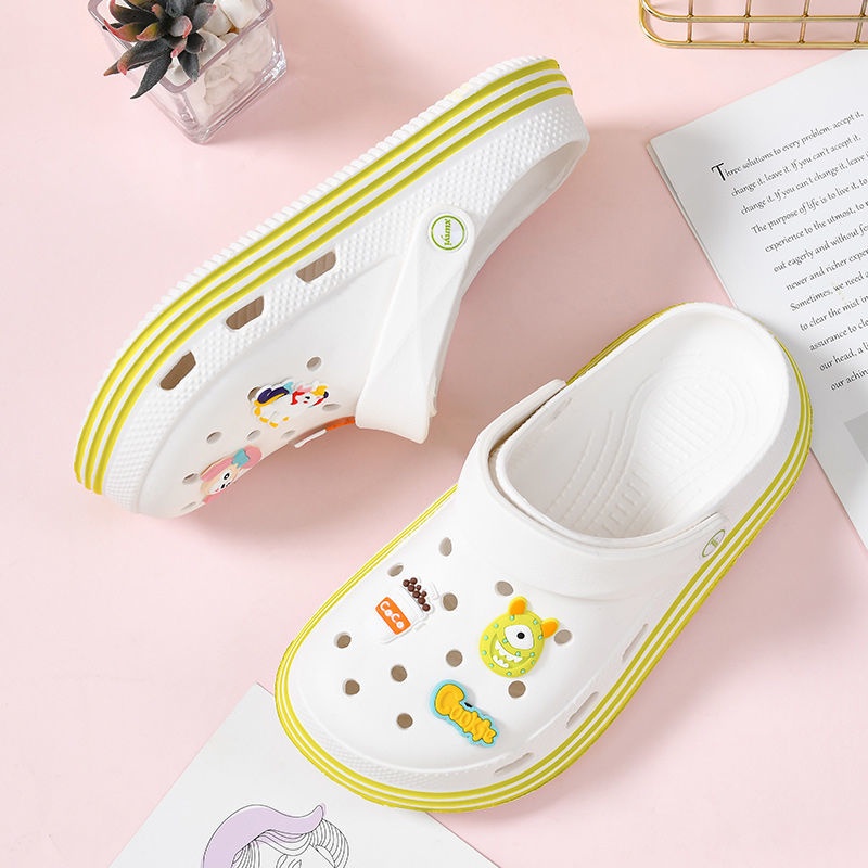 Lingmeisnow Giày Sandal Đi Biển Đế Dày Hai Cách Mang Chống Trượt Thoáng Khí Phong Cách Hàn Quốc Cho Nữ Sinh