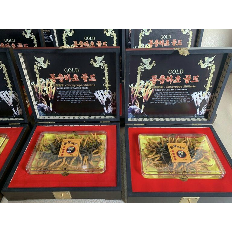 ĐÔNG TRÙNG HẠ THẢO NGUYÊN CON 45gr HÀN QUỐC HỘP GỖ - HÀNG CAO CẤP