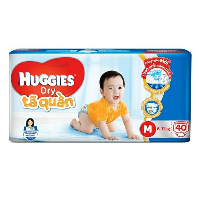 TÃ QUẦN HUGGIES ĐẠI ĐỦ CÁC SIZE M (40 MIẾNG), L(36 MIẾNG) XL(32 MIẾNG)