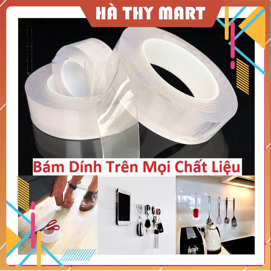 Cuộn băng dính đa năng trong suốt 2 mặt dán trên mọi bề mặt