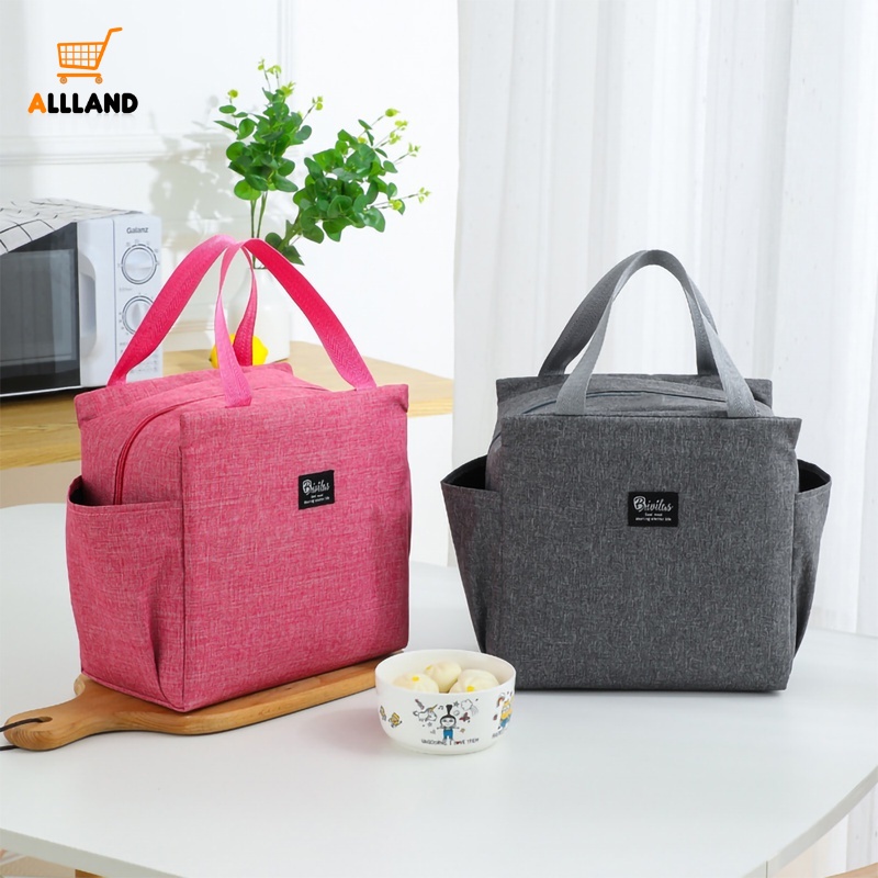 Túi Đựng Cơm Trưa Giữ Nhiệt Hai Ngăn Bằng Vải Oxford Lá Nhôm Dày Dặn Chống Thấm Nước