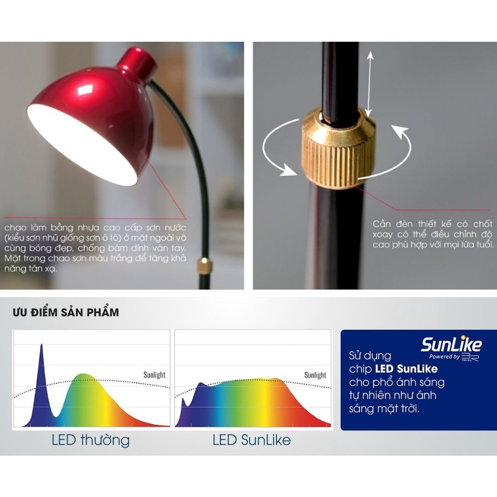 Đèn Bàn Học Bảo Vệ Thị Lực. Đèn Bàn LED Đổi Màu Rạng Đông RD-RL-68.WF