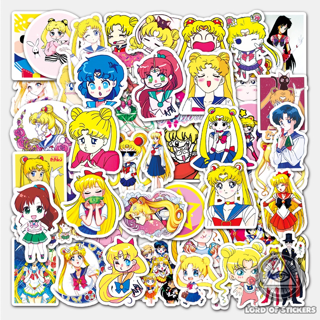 Set 51 Nhãn Dán Hình Thủy Thủ Mặt Trăng Sticker Cute Sailor Moon Anime Chống Thấm Nước Trang Trí Mũ Bảo Hiểm, Laptop, Sổ