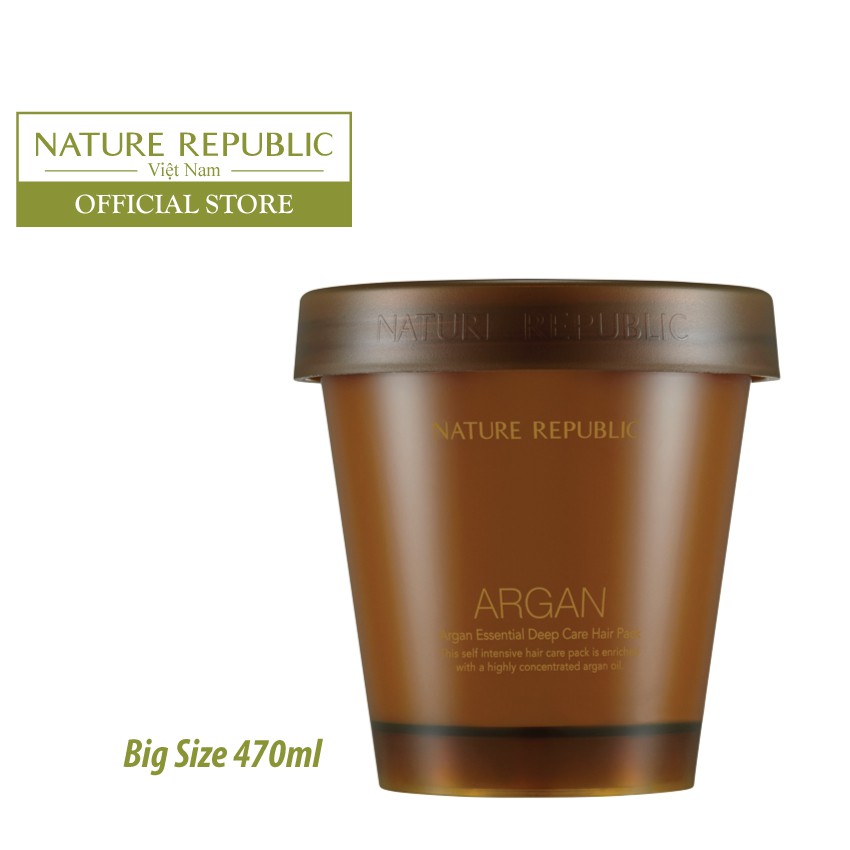 Ủ tóc Argan phục hồi hư tổn NATURE REPUBLIC Argan Essential Deep Care Hair Pack 470ml
