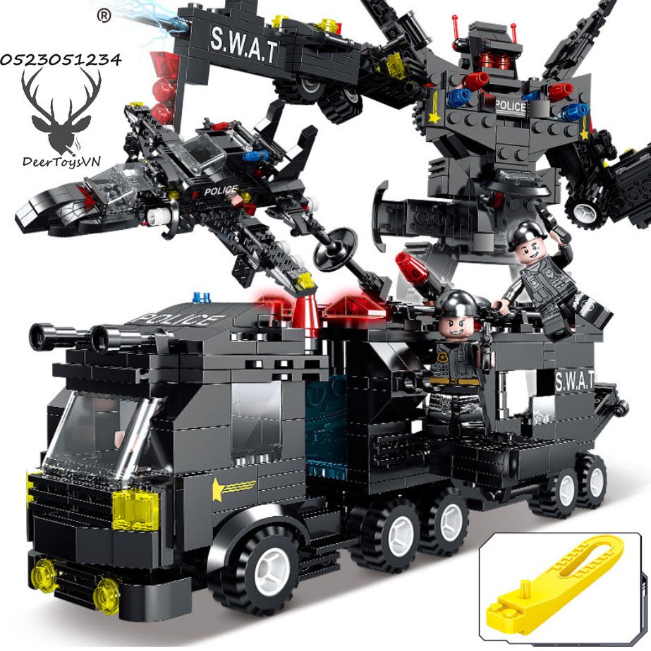 [550 CT-TÚI BÓNG] BỘ ĐỒ CHƠI XẾP HÌNH LEGO CẢNH SÁT, LEGO OTO, LEGO ROBOT, LEGO THUYỀN, LEGO TRỰC THĂNG, LEGO XE SWAT