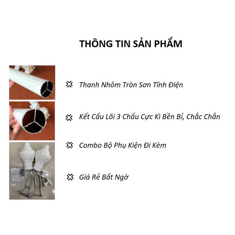 [HÀNG CAO CẤP] Thanh Treo Rèm Đầy Đủ Bộ Phụ Kiện, Kết Cấu Bền Bỉ Chắc Chắn Chịu Lực Tốt