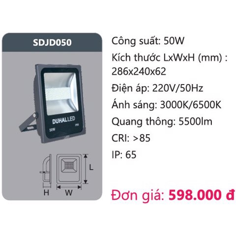 Đèn LED PHA DUHAL 50W SDJD050 Ánh Sáng Trắng