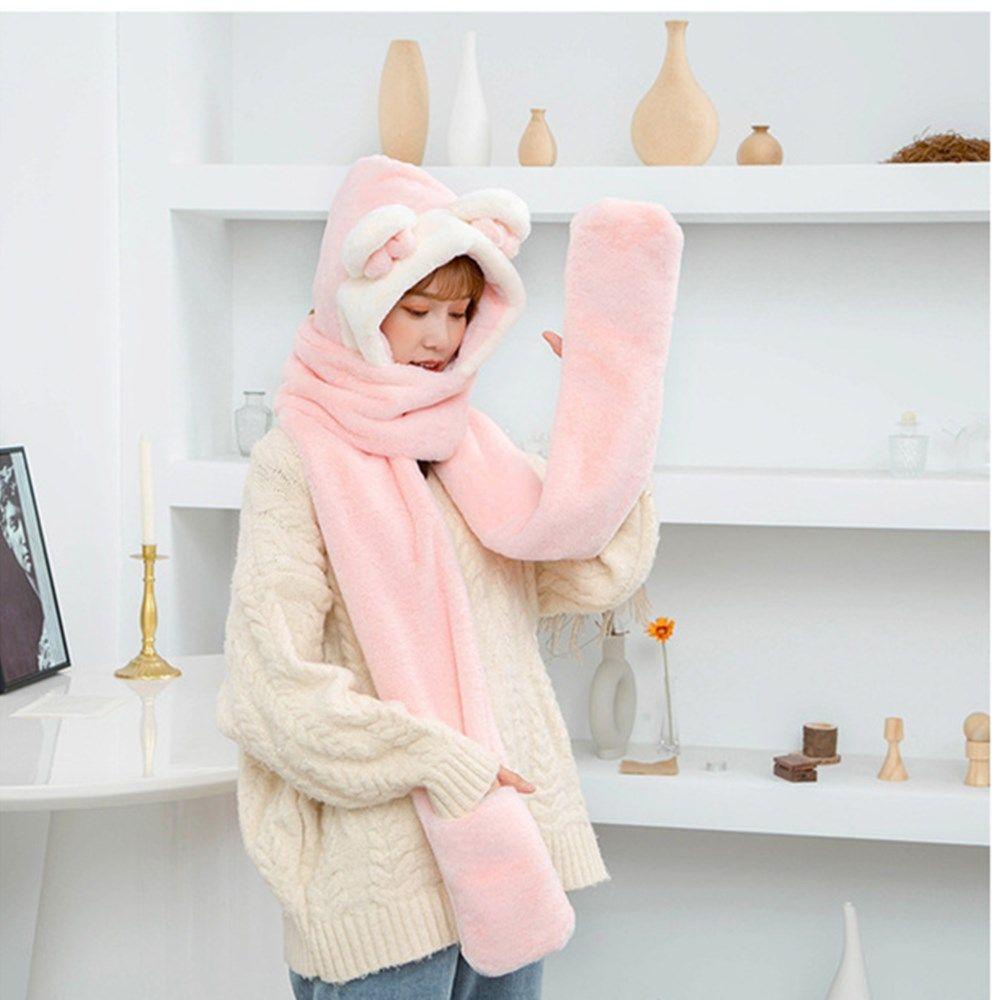 EUTUS Mũ Lông Thỏ Giả Hình Gấu Dễ Thương
