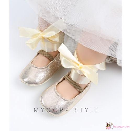 Giày màu trơn thắt dây nơ dễ thương cho bé gái