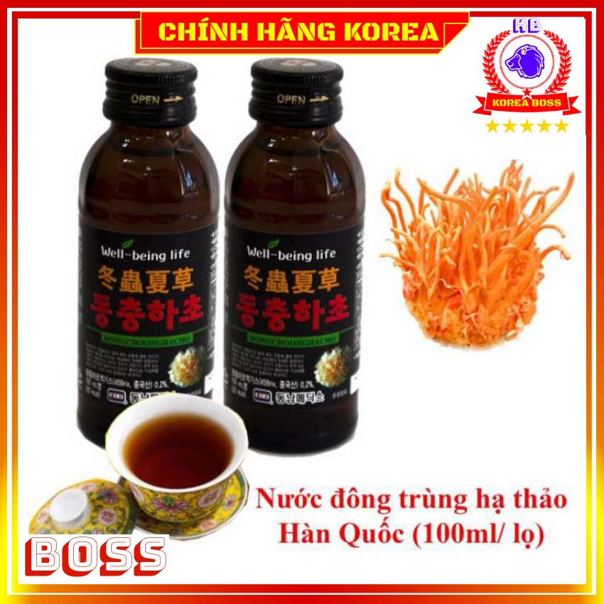 Nước hồng sâm, đông trùng hạ thảo, lộc nhung hươu hàn quốc, hộp 10 chai - Korea Boss