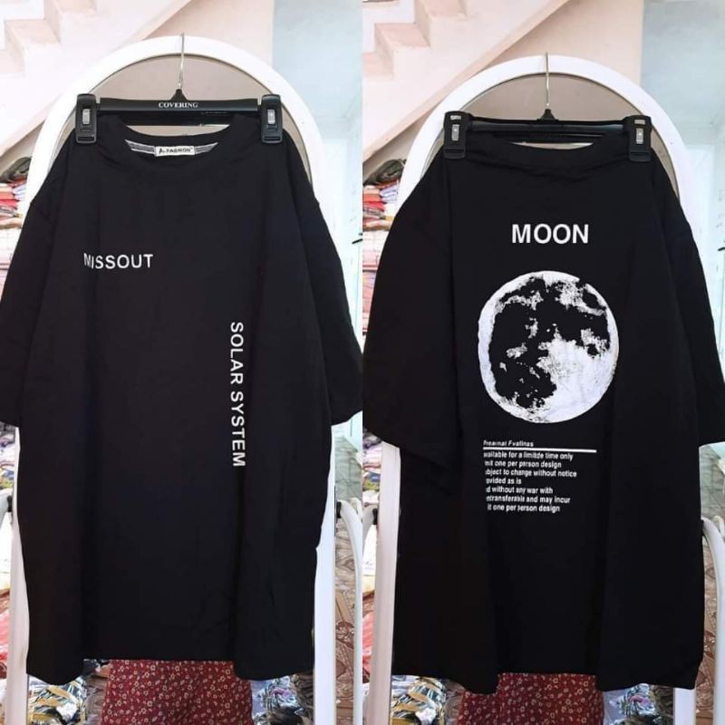 (Rẻ vô địch) Áo thun tay lỡ moon đen
