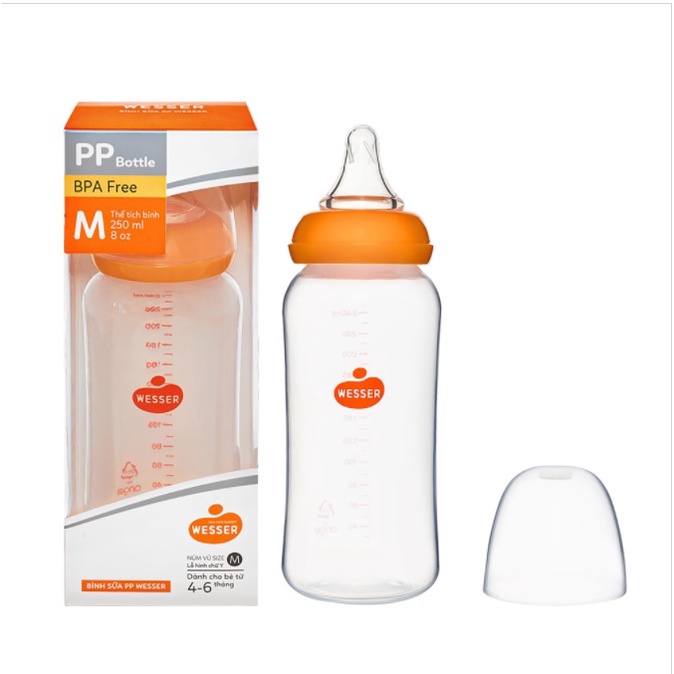 Bình sữa PP Wesser (cổ hẹp) 250ml