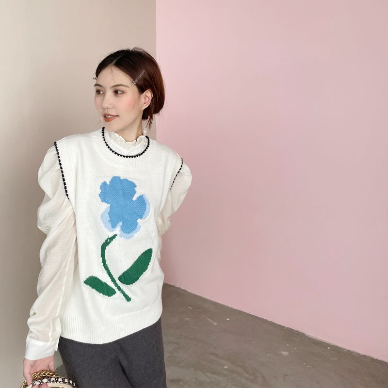 Áo Dệt Kim Sát Nách Họa Tiết Hoa Thời Trang Cho Nữ Sinh