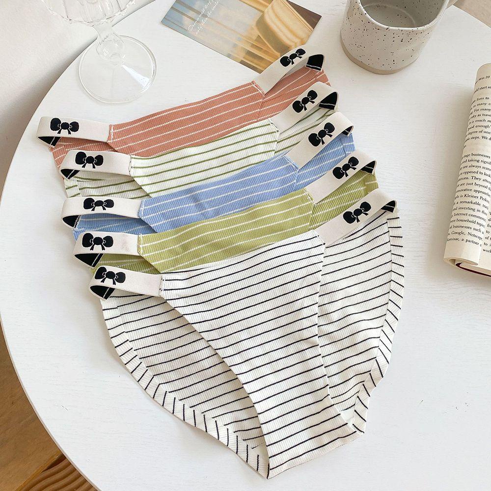 SOMEDAYZL Quần Lót Lưng Thấp Hoạ Tiết Kẻ Sọc Thiết Kế Thoáng Mát Cho Phái Nữ