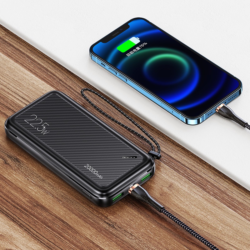 Pin Sạc Dự Phòng Sạc Nhanh USAMS 20000mAh PD 22.5W QC 3.0 kèm dây đeo Cho 1Phone15 iPd Android 1phone6-14 Máy Tính Bảng