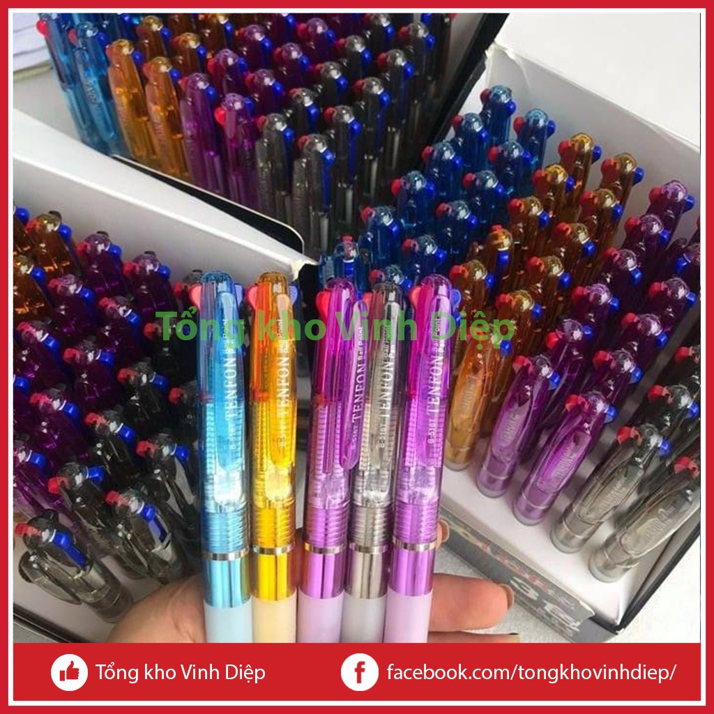 Combo 1 hộp 48 chiếc bút bi 3 ngòi 3 màu mực xanh đỏ đen - Hàng loại 1