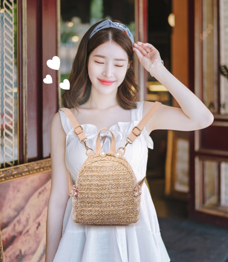 Hàng Có Sẵn Ba Lô Đan Mây Mini Phong Cách Hàn Quốc Cho Nữ