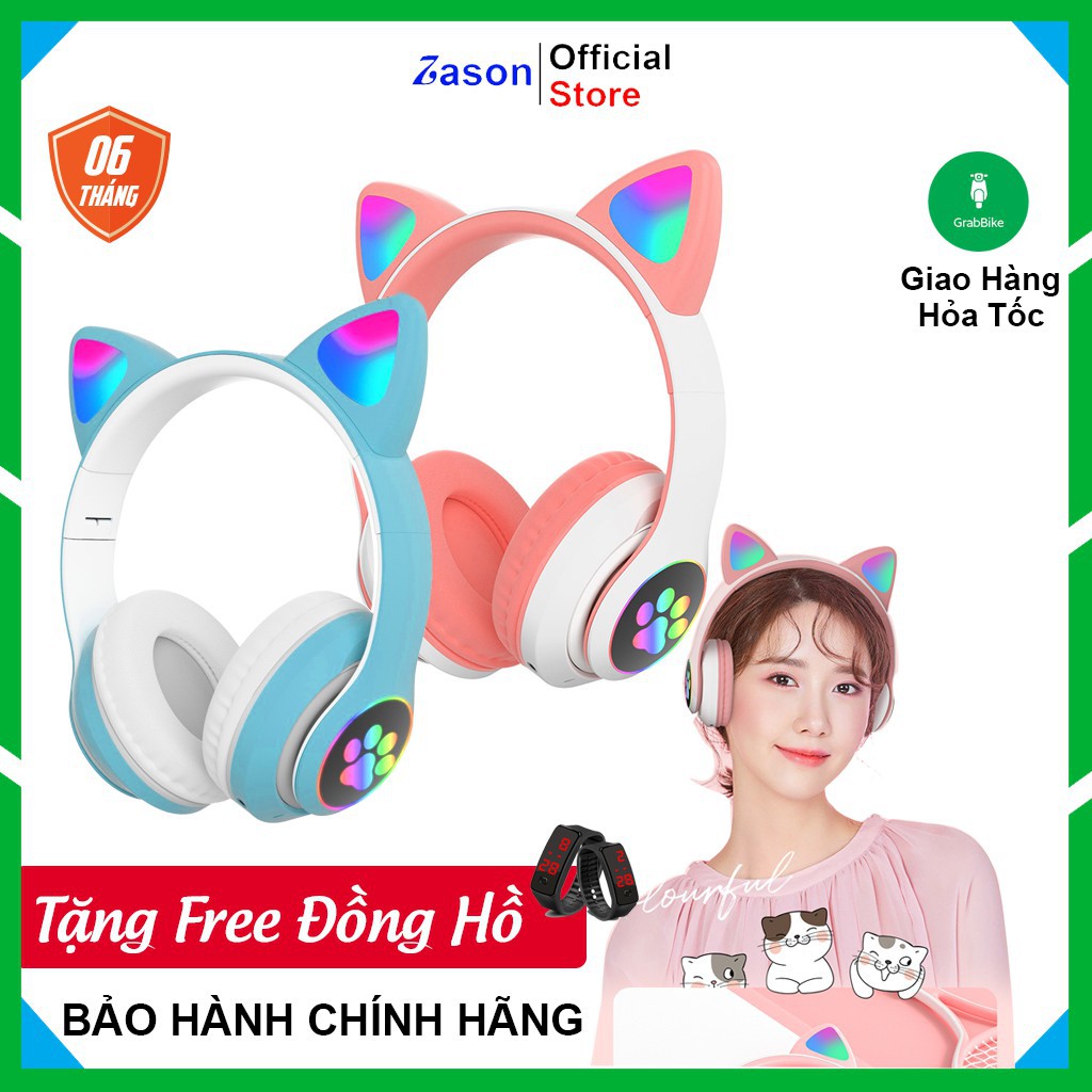 Tai Nghe Mèo Không Dây Phát Sáng Kết Nối Qua Bluetooth Bảo Hành 12 Tháng