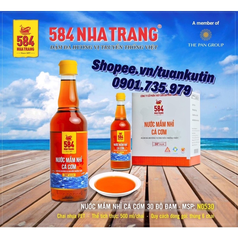 (Tìm đại lý)Nước mắm 584 Nha Trang 30-35-40 độ đạm 500ml Chuẩn vị truyền thống tặng Khẩu Trang NUT95