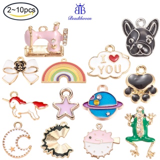 Bộ 2-10 Mặt Vòng cổ Hợp Kim Tráng Men Hình Trái Tim/Mặt Trăng/Ngôi Sao Màu Vàng Sáng Bóng Làm Trang Sức