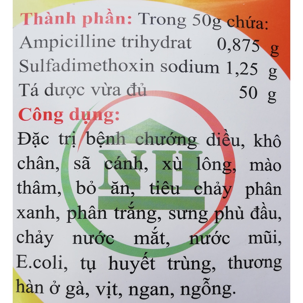 1 gói AMPI - SULFA NEW 50g Dùng cho gia cầm, gà chọi , chim cảnh