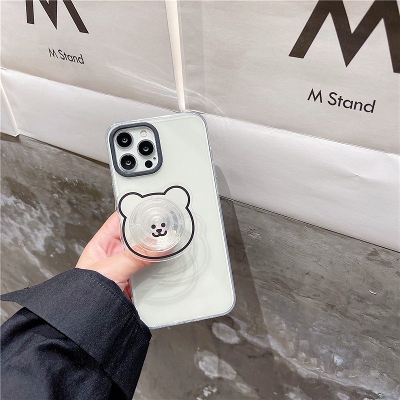 Ốp điện thoại tpu mềm trong suốt có giá đỡ hình con gấu thích hợp cho iPhone 12 Pro Max iPhone 11 XS MAX 78 Plus XR