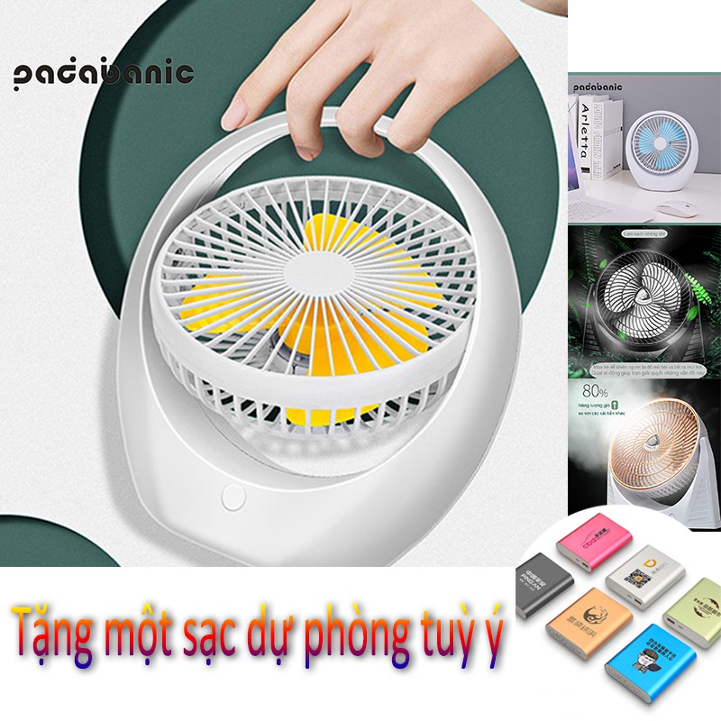 Quạt Để Bàn Văn Phòng Quạt Tích Điện USB Mini Fan Có Thể Xoay Tùy Chỉnh 3 Cấp Độ Gió Padabanic