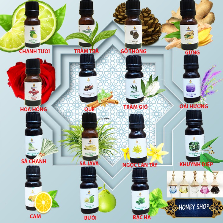 Tinh Dầu Thiên Nhiên Nguyên Chất Lọ 10ml - Tinh dầu thơm phòng đuổi muỗi hiệu quả