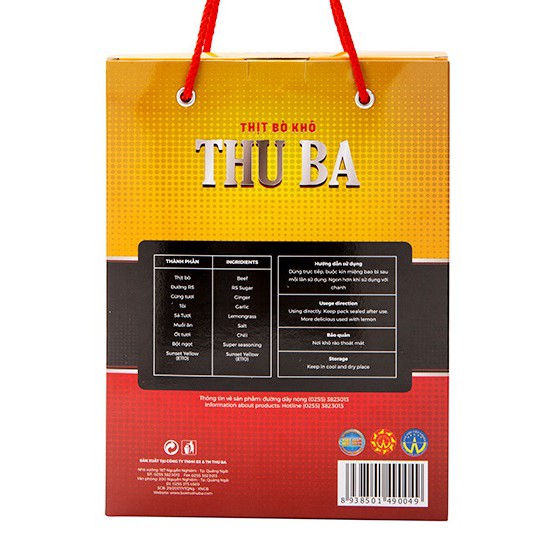 THỊT BÒ KHÔ lát, đặc sản Quảng Ngãi, bò thật 100% hiệu Thu Ba 500gr